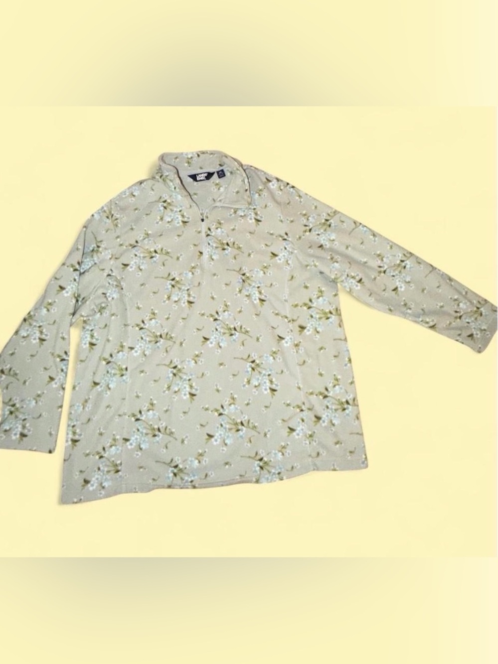 Lands' End Light Green Floral sweater